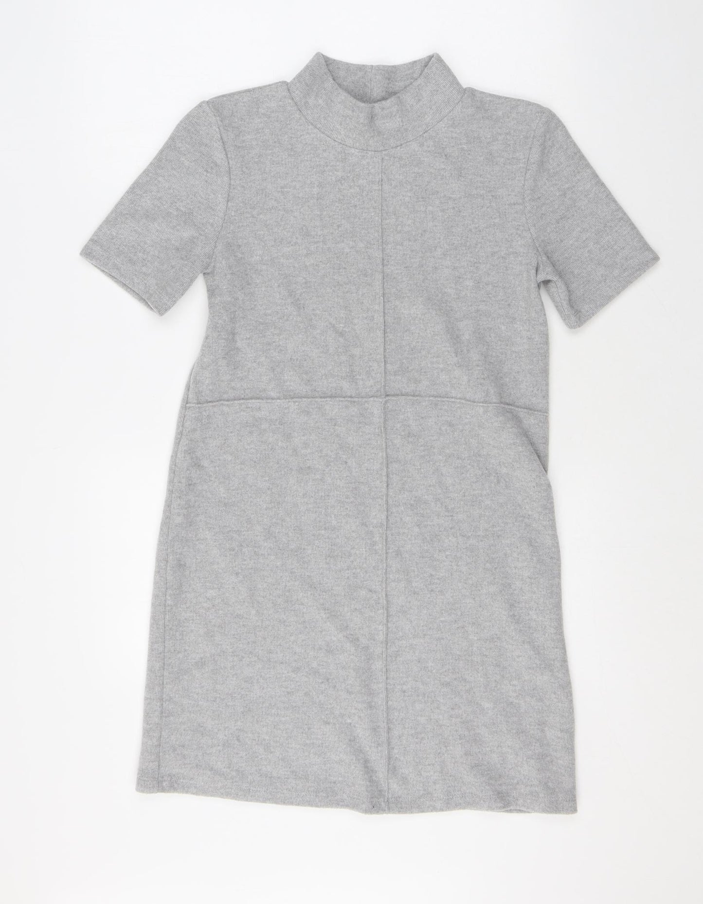 Zara Womens Grey Polyester A-Line Size S Mock Neck Pullover