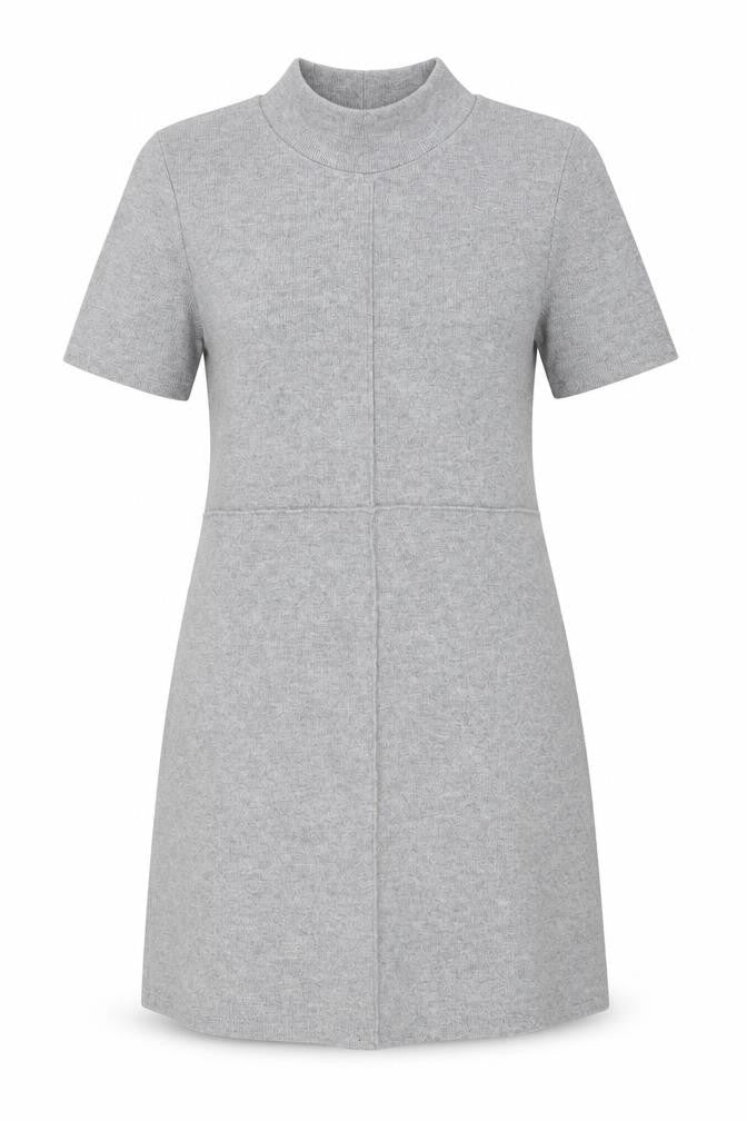 Front view of Zara women’s grey polyester a-line, size S, mock neck pullover