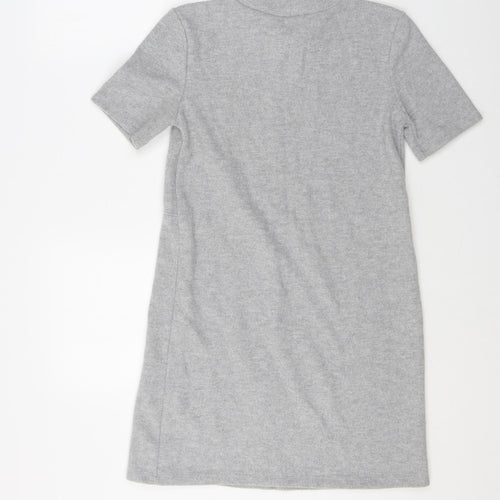 Zara Womens Grey Polyester A-Line Size S Mock Neck Pullover