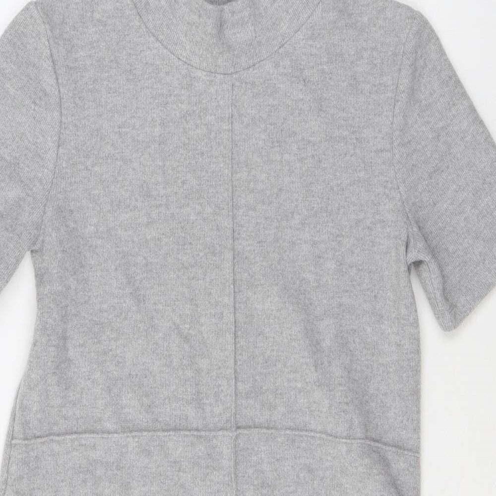Zara Womens Grey Polyester A-Line Size S Mock Neck Pullover