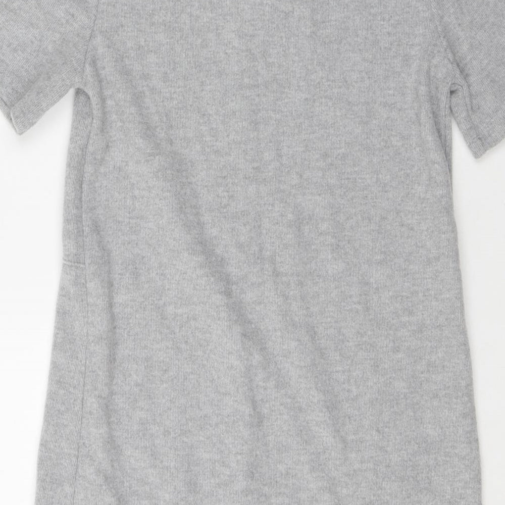 Zara Womens Grey Polyester A-Line Size S Mock Neck Pullover