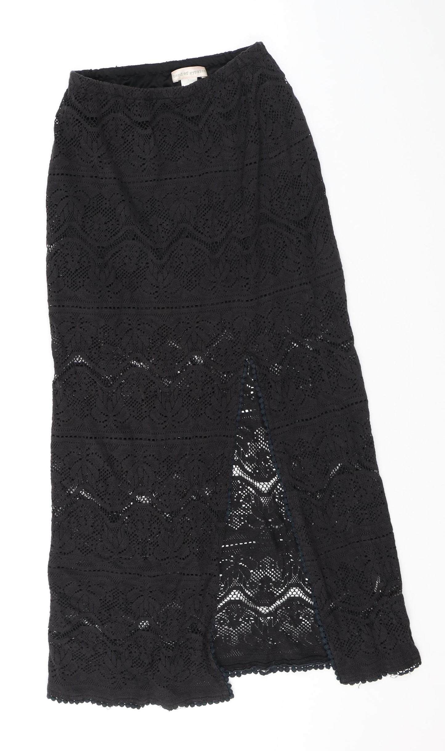 Band of Gypsies Womens Black Geometric Cotton A-Line Skirt Size 8