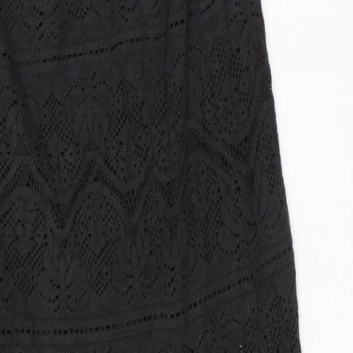 Band of Gypsies Womens Black Geometric Cotton A-Line Skirt Size 8