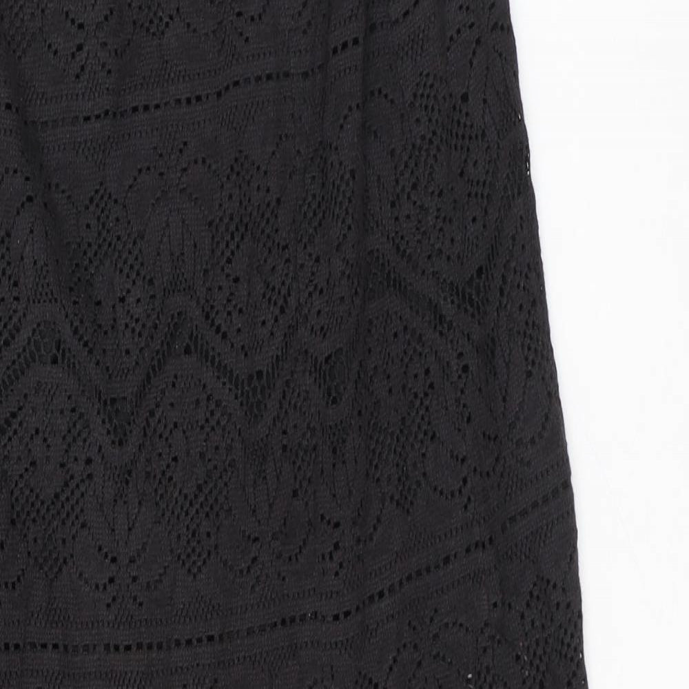 Band of Gypsies Womens Black Geometric Cotton A-Line Skirt Size 8