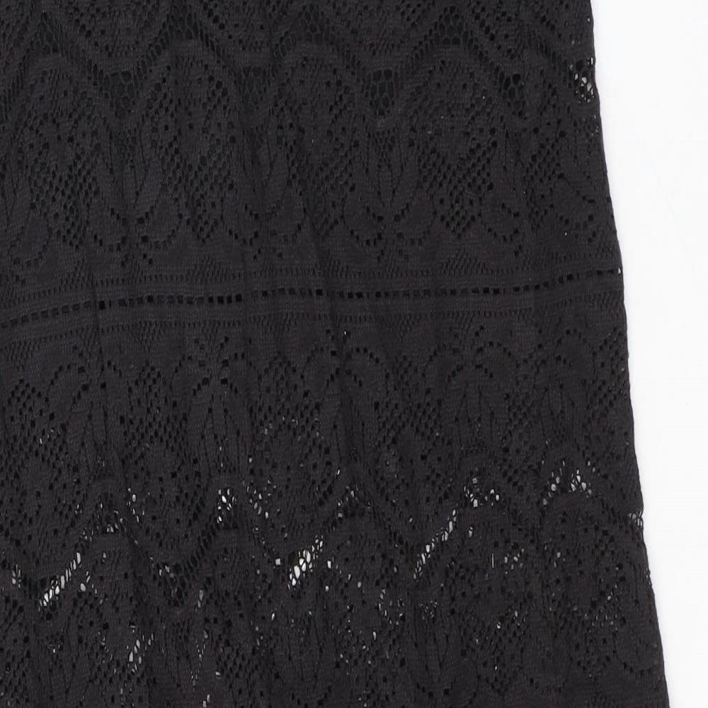 Band of Gypsies Womens Black Geometric Cotton A-Line Skirt Size 8