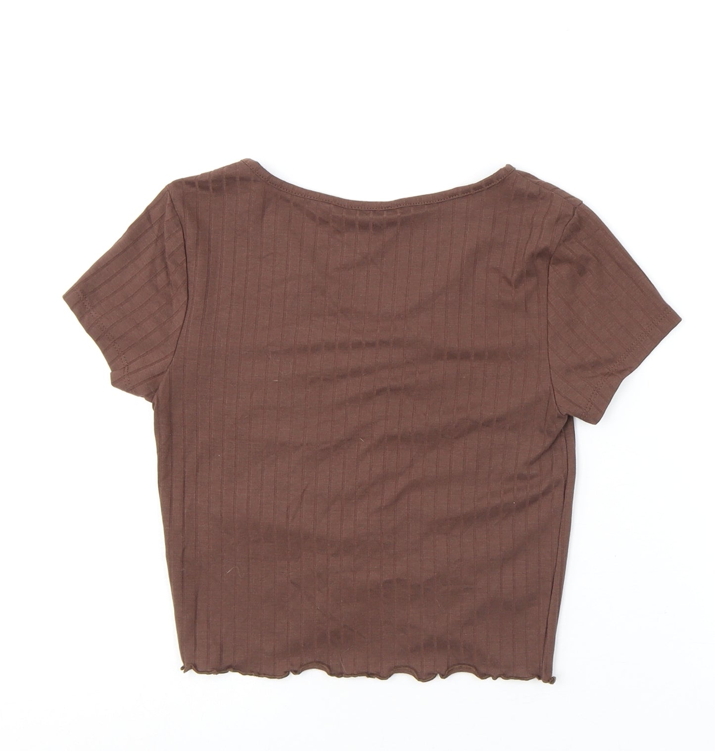 New Look Girls Brown Polyester Basic T-Shirt Size 10-11 Years Round Neck Pullover
