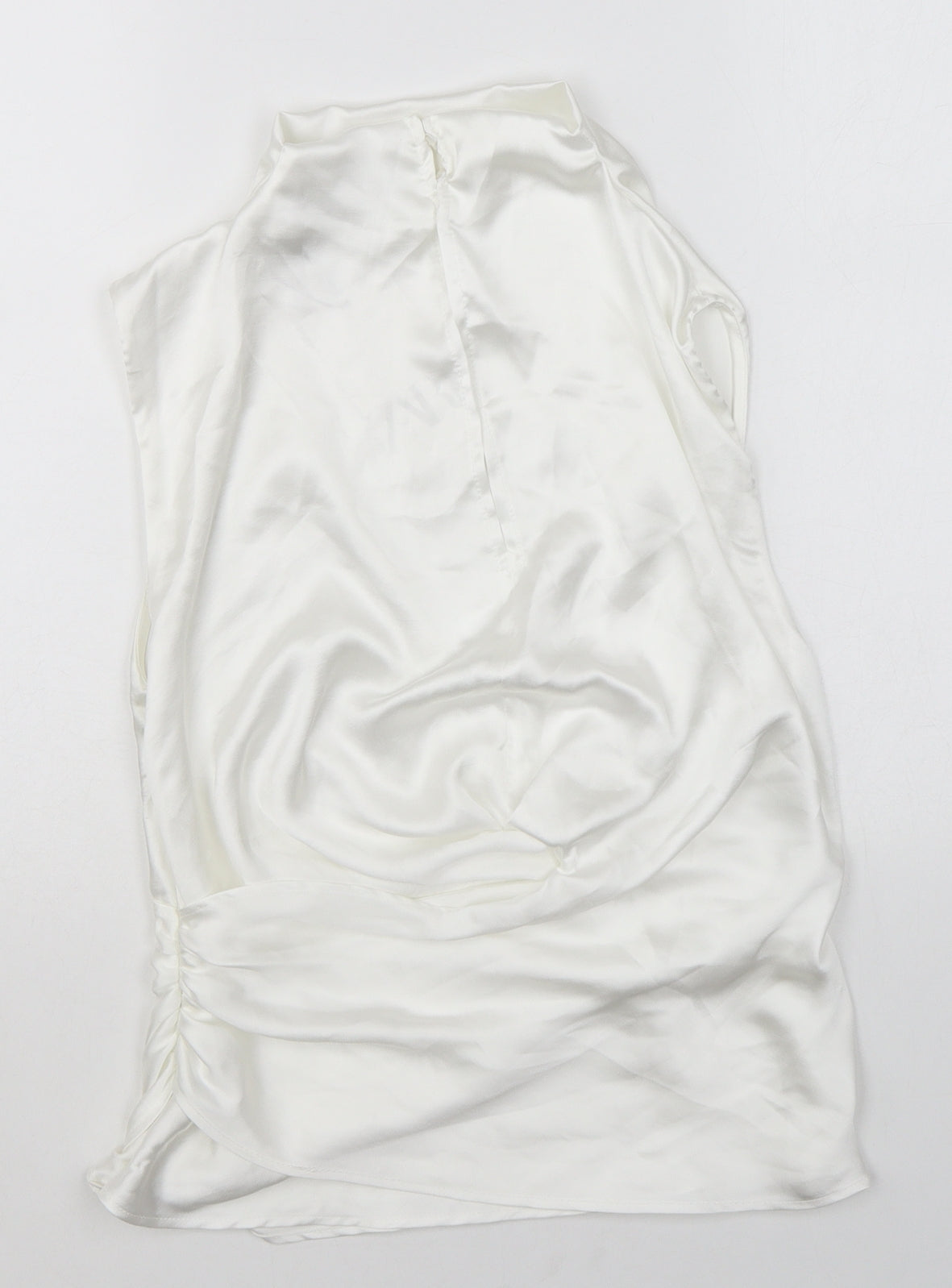 Zara Womens White Polyester Basic Blouse Size L Mock Neck