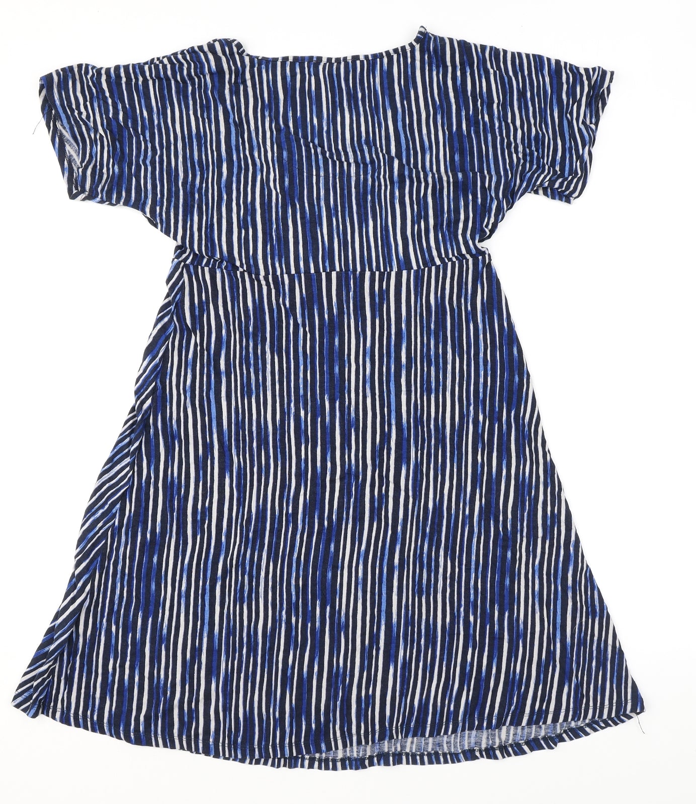 Debenhams Womens Blue Geometric Viscose A-Line Size 14 V-Neck Pullover