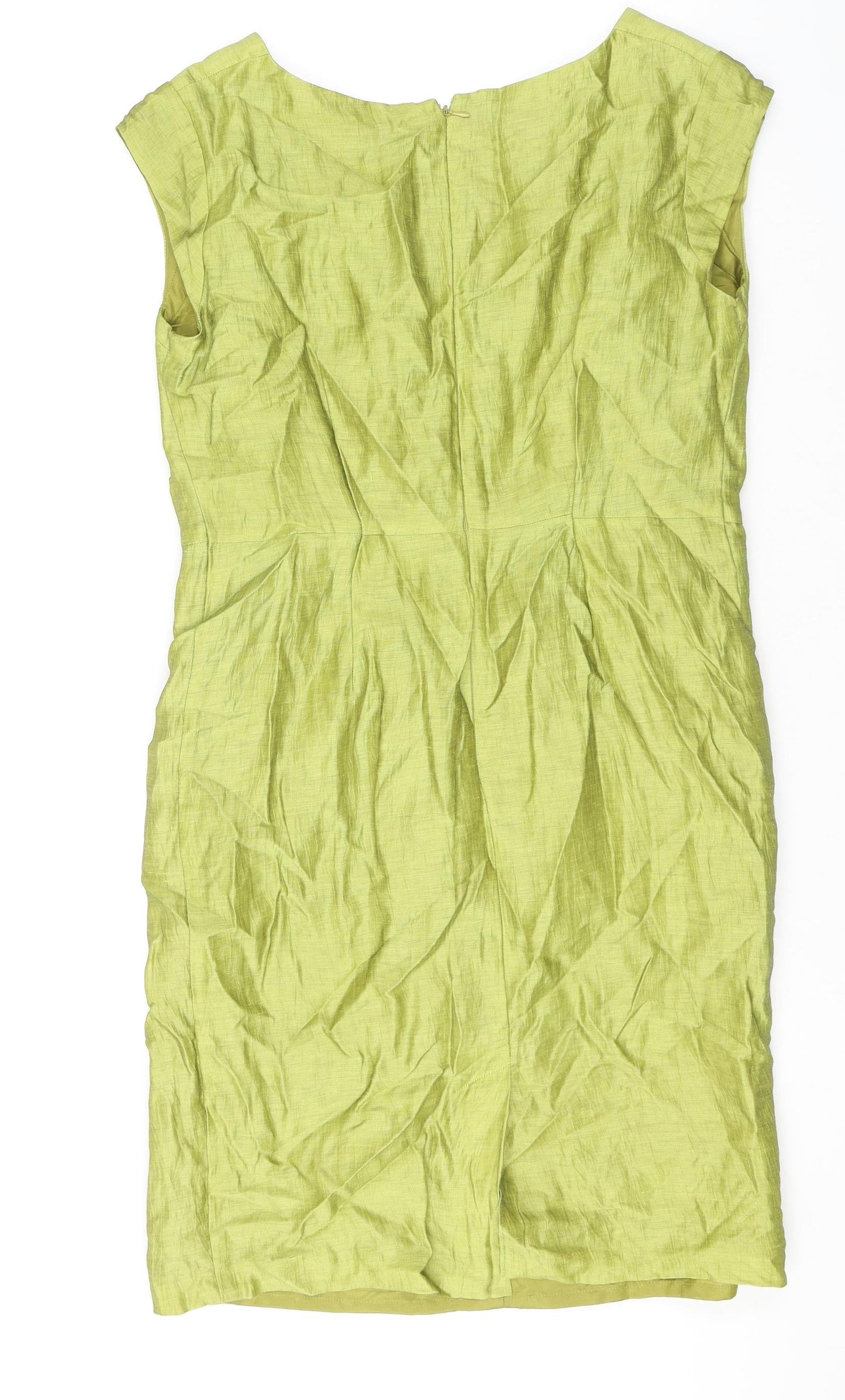 Minuet Petite Womens Green Linen Shift Size 18 Square Neck Pullover