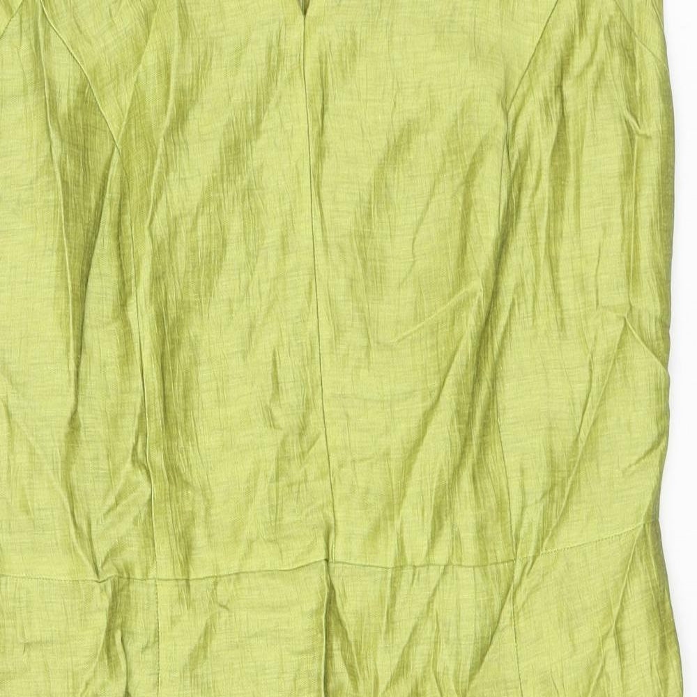 Minuet Petite Womens Green Linen Shift Size 18 Square Neck Pullover