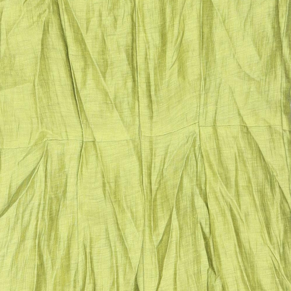 Minuet Petite Womens Green Linen Shift Size 18 Square Neck Pullover