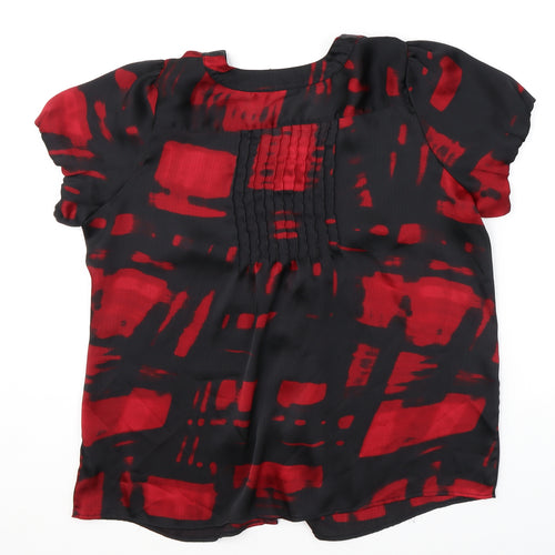 Marks and Spencer Womens Black Geometric Polyester Basic Button-Up Size 20 V-Neck