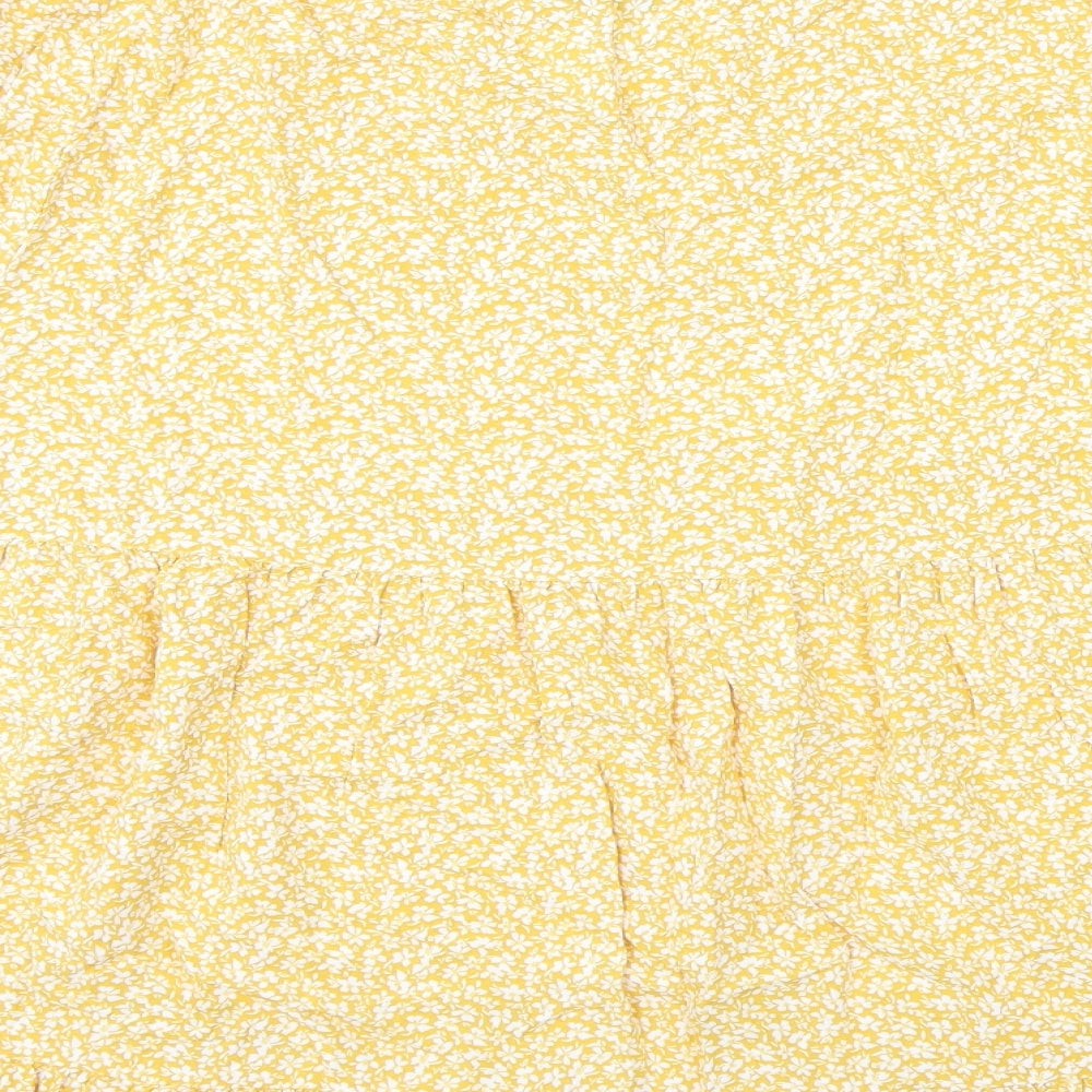 Bonmarché Womens Yellow Floral Viscose Basic Blouse Size 22 V-Neck