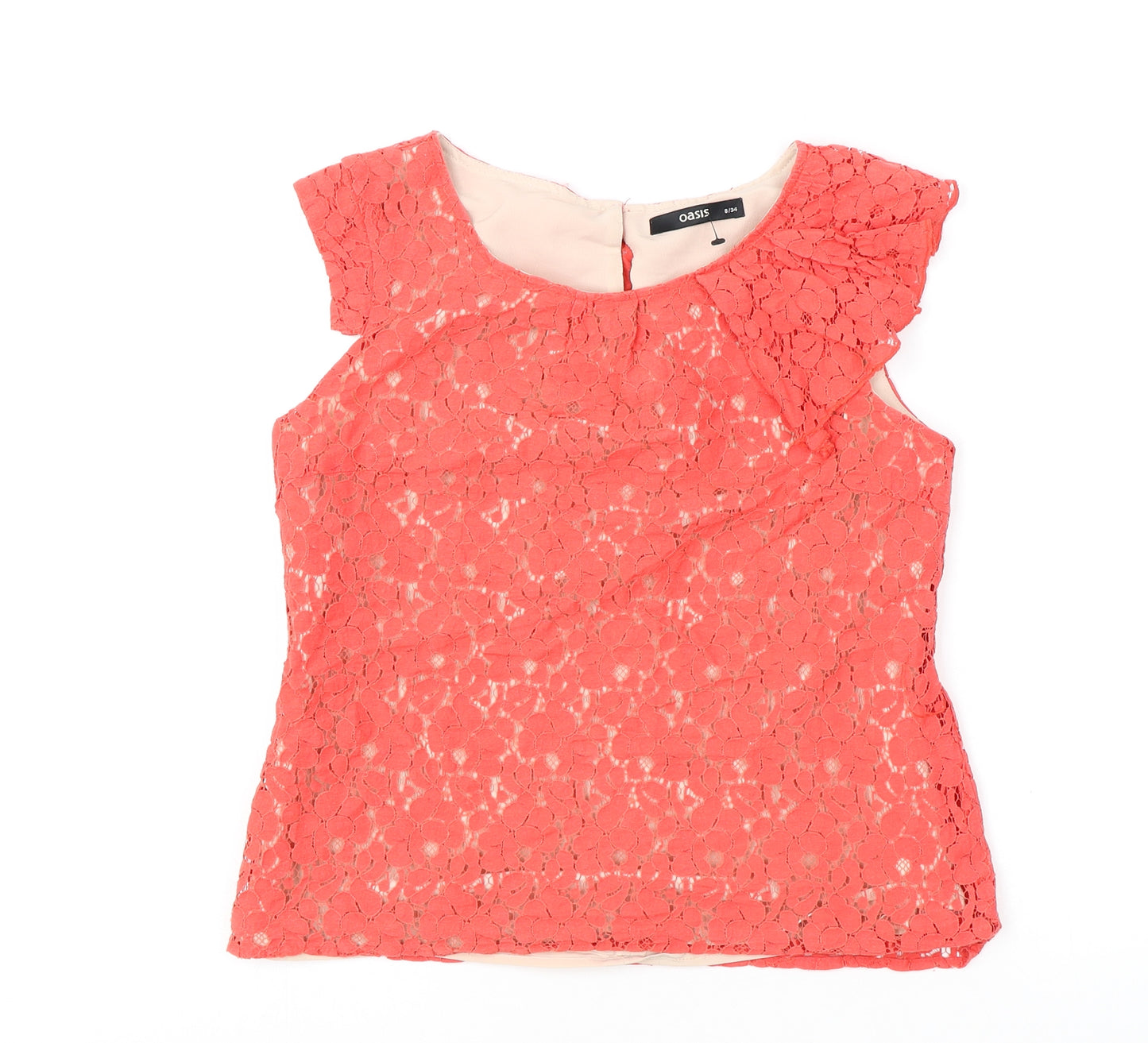 Oasis Womens Pink Cotton Basic Blouse Size 8 Boat Neck