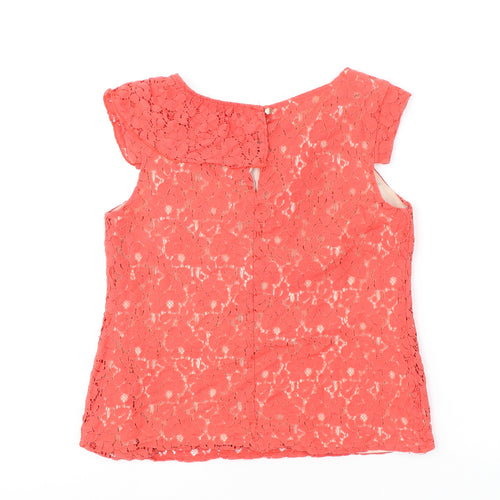 Oasis Womens Pink Cotton Basic Blouse Size 8 Boat Neck