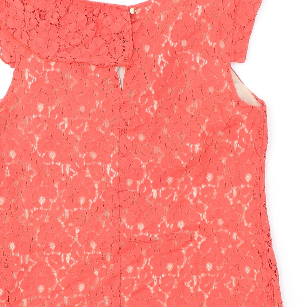 Oasis Womens Pink Cotton Basic Blouse Size 8 Boat Neck