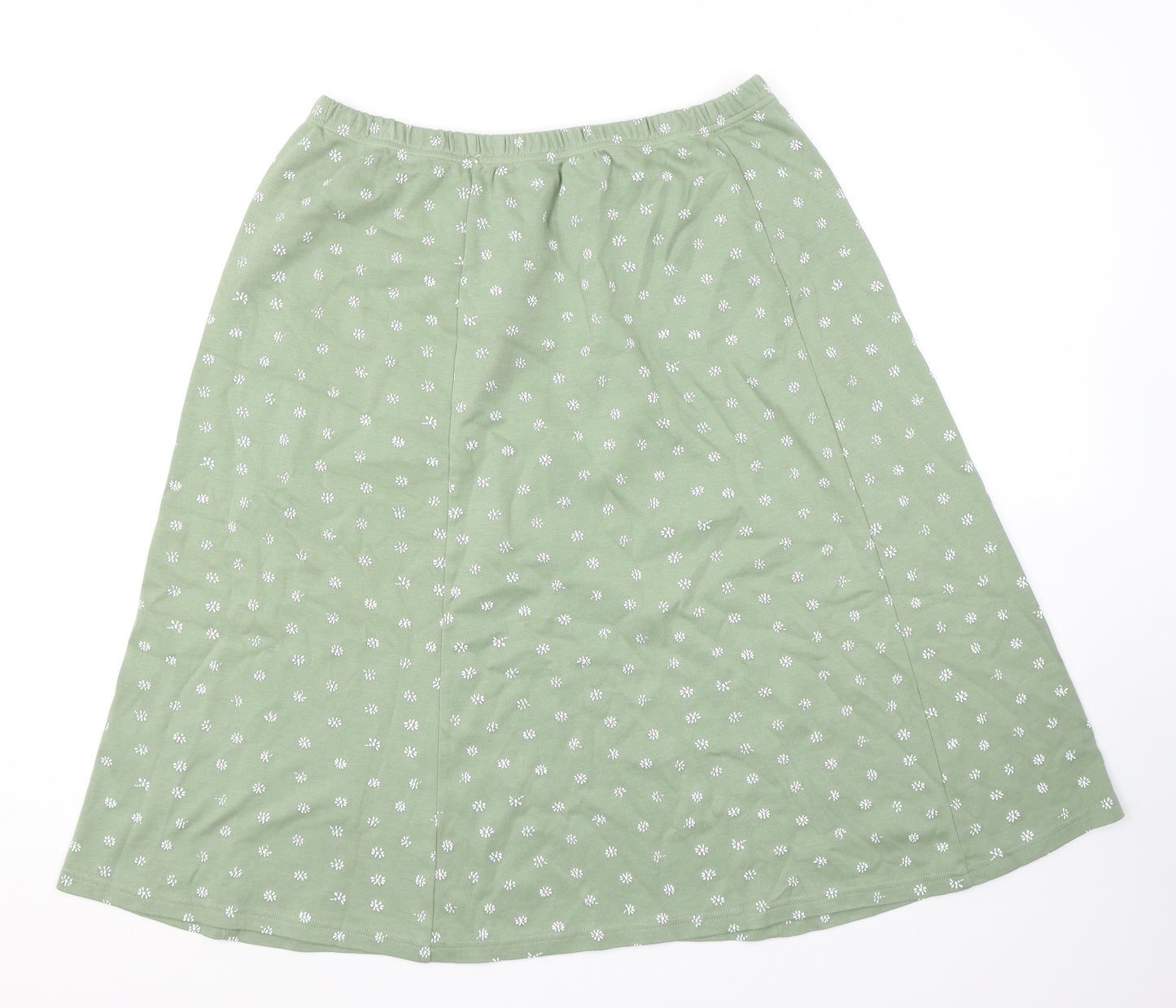 Damart Womens Green Floral Cotton Swing Skirt Size 22