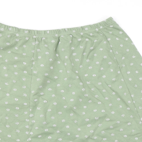 Damart Womens Green Floral Cotton Swing Skirt Size 22