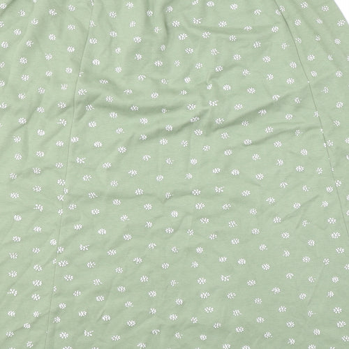 Damart Womens Green Floral Cotton Swing Skirt Size 22