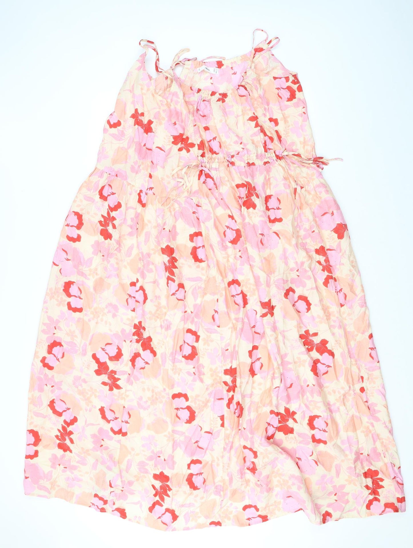 Mango Womens Pink Geometric Viscose A-Line Size M Round Neck Pullover