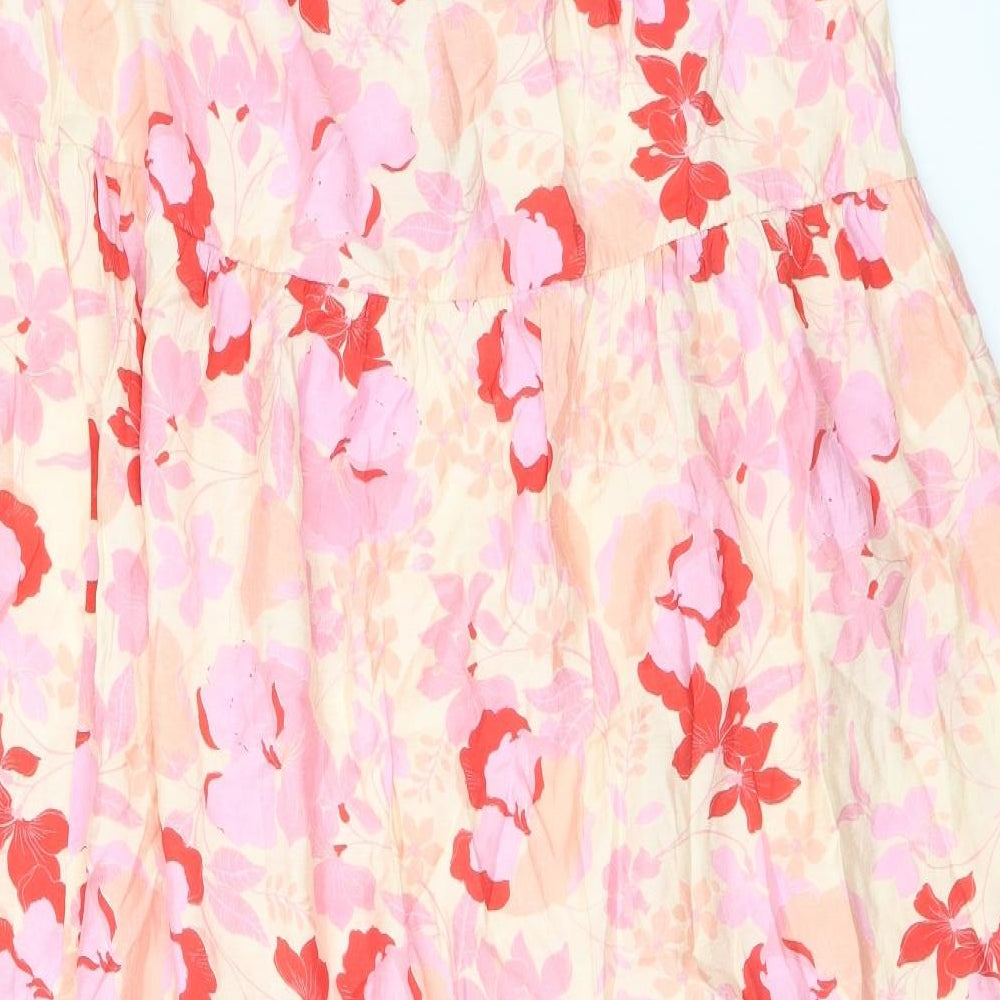 Mango Womens Pink Geometric Viscose A-Line Size M Round Neck Pullover