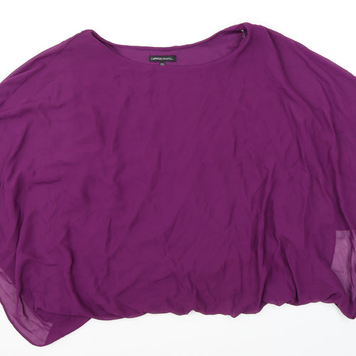 Capsule Womens Purple Polyester Basic Blouse Size 32 Boat Neck