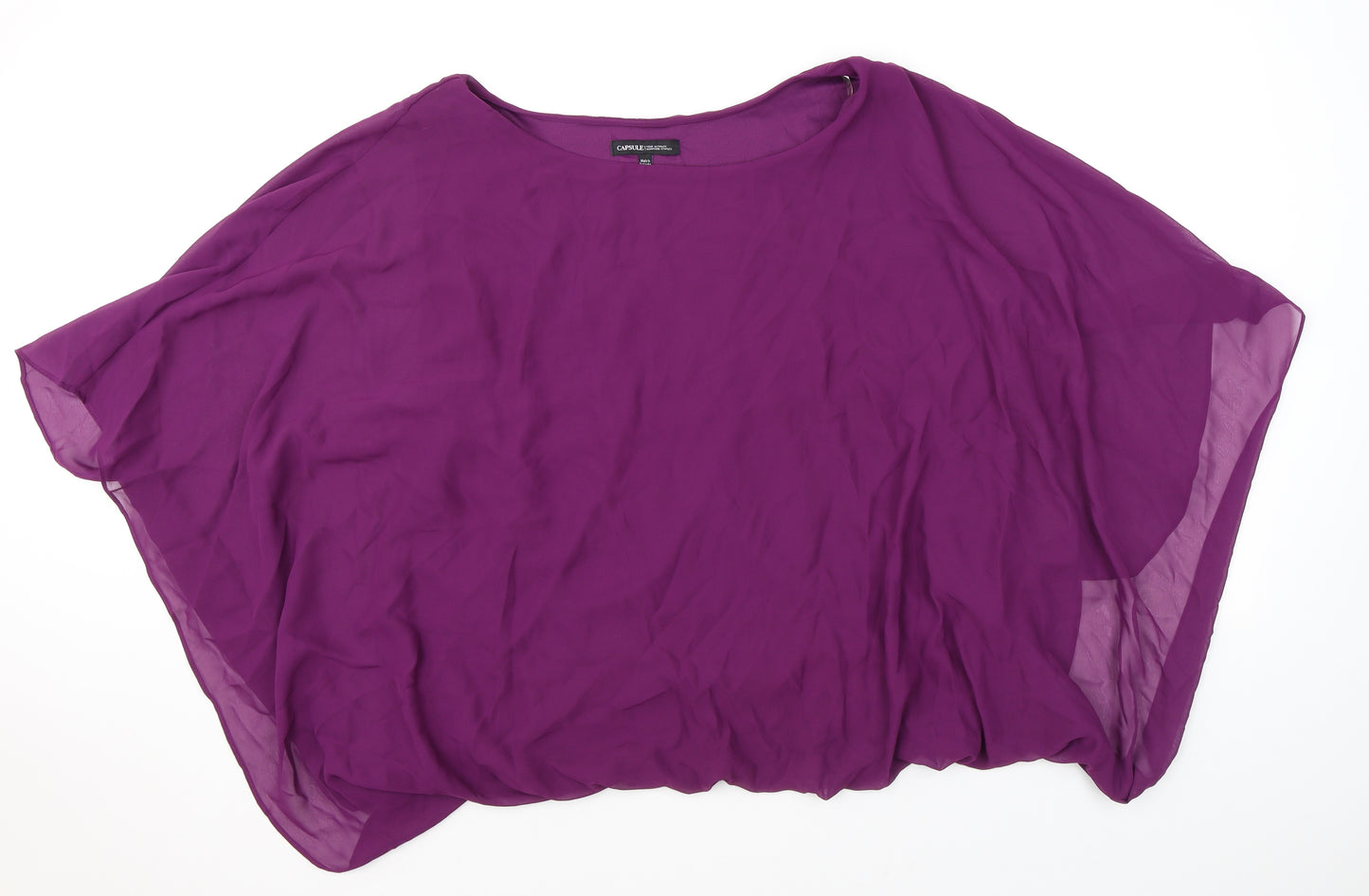Capsule Womens Purple Polyester Basic Blouse Size 32 Boat Neck