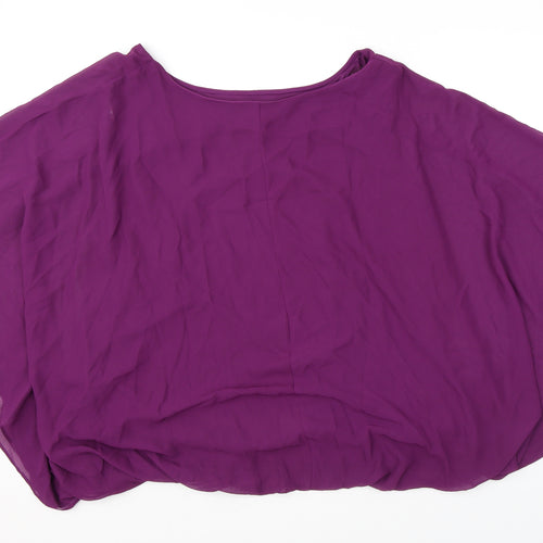 Capsule Womens Purple Polyester Basic Blouse Size 32 Boat Neck