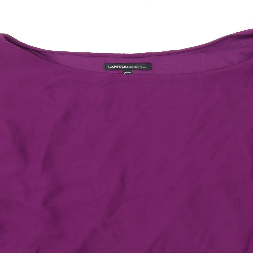 Capsule Womens Purple Polyester Basic Blouse Size 32 Boat Neck