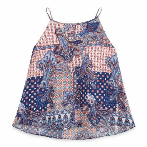 Elodie Womens Blue Paisley Polyester Camisole Tank Size M Square Neck
