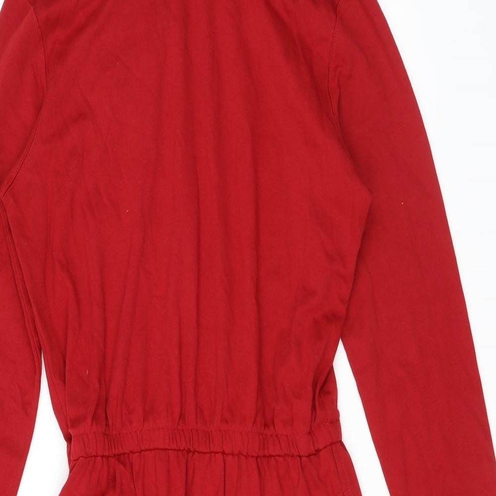 Lands' End Womens Red 100% Cotton A-Line Size M Roll Neck Pullover - Size 10-12