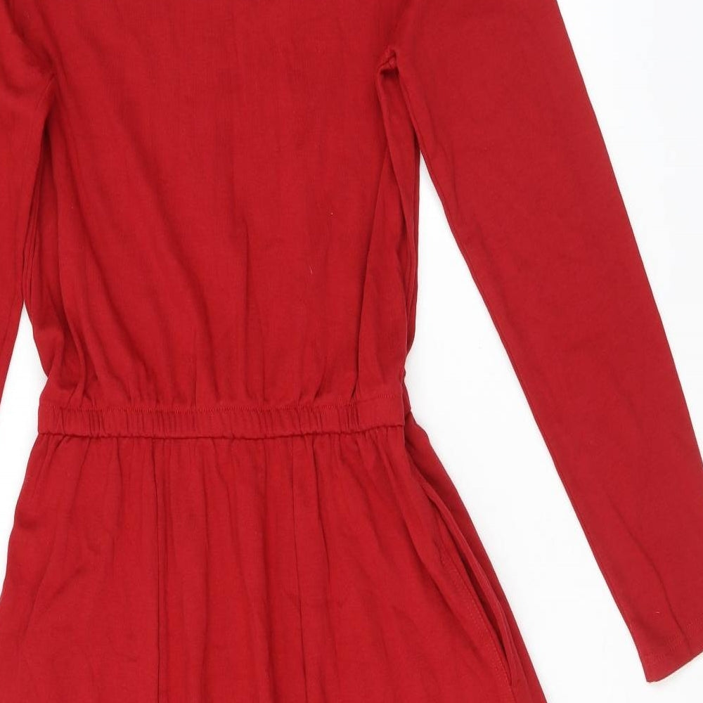 Lands' End Womens Red 100% Cotton A-Line Size M Roll Neck Pullover - Size 10-12