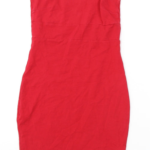 Miss Selfridge Womens Red Cotton Shift Size 8 Round Neck Pullover