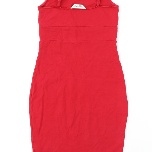 Miss Selfridge Womens Red Cotton Shift Size 8 Round Neck Pullover