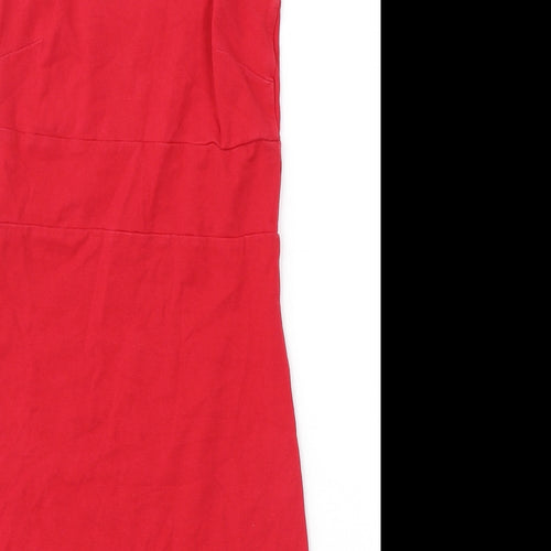 Miss Selfridge Womens Red Cotton Shift Size 8 Round Neck Pullover
