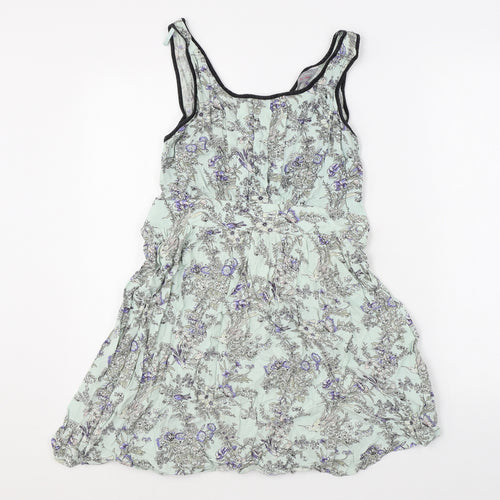 Dorothy Perkins Womens Blue Floral Viscose Basic Tank Size 12 Scoop Neck