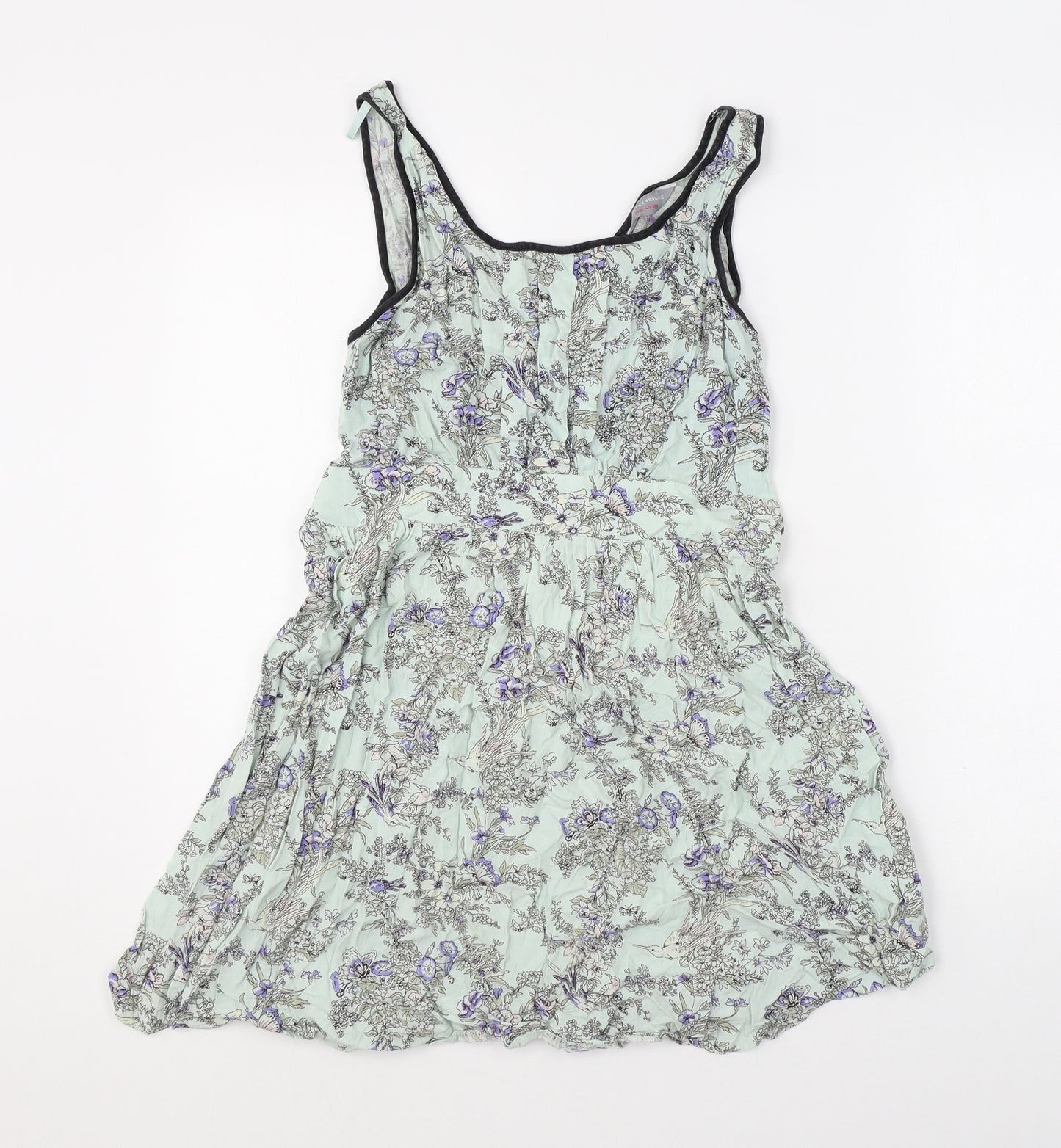 Dorothy Perkins Womens Blue Floral Viscose Basic Tank Size 12 Scoop Neck