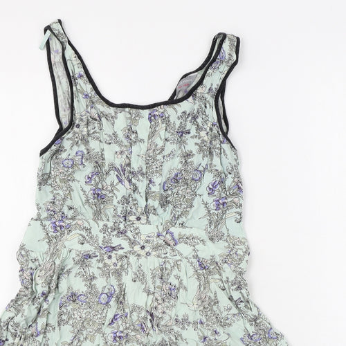 Dorothy Perkins Womens Blue Floral Viscose Basic Tank Size 12 Scoop Neck