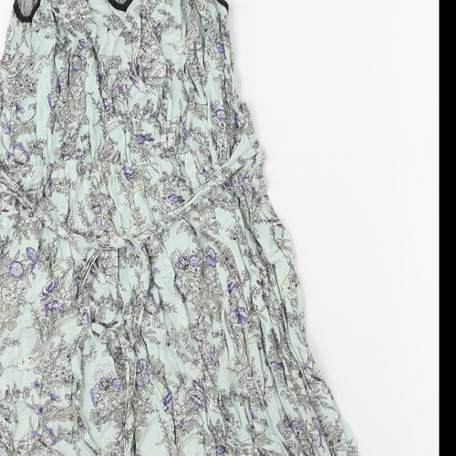 Dorothy Perkins Womens Blue Floral Viscose Basic Tank Size 12 Scoop Neck