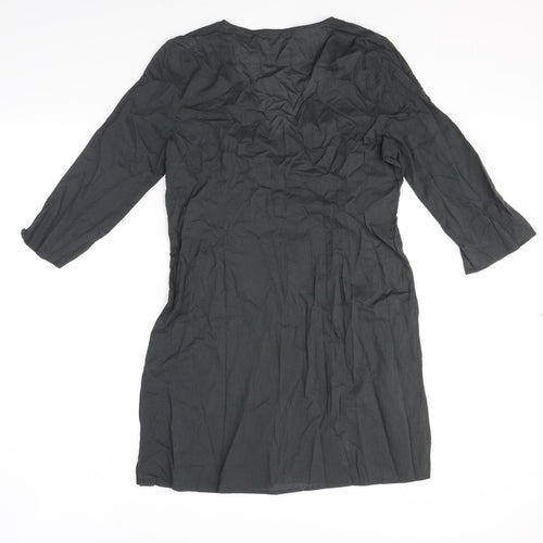 House of Fraser Womens Grey Cotton Tunic Blouse Size M V-Neck - Embellished Neckline
