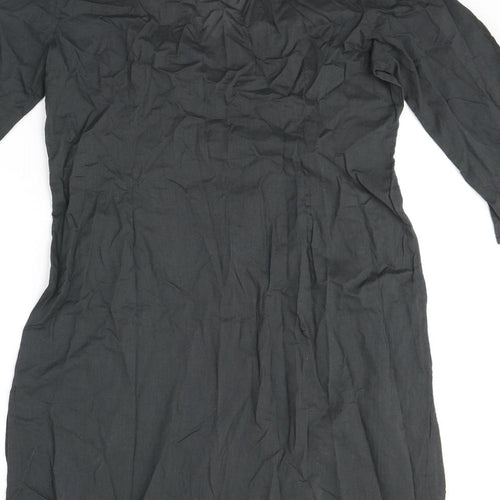 House of Fraser Womens Grey Cotton Tunic Blouse Size M V-Neck - Embellished Neckline
