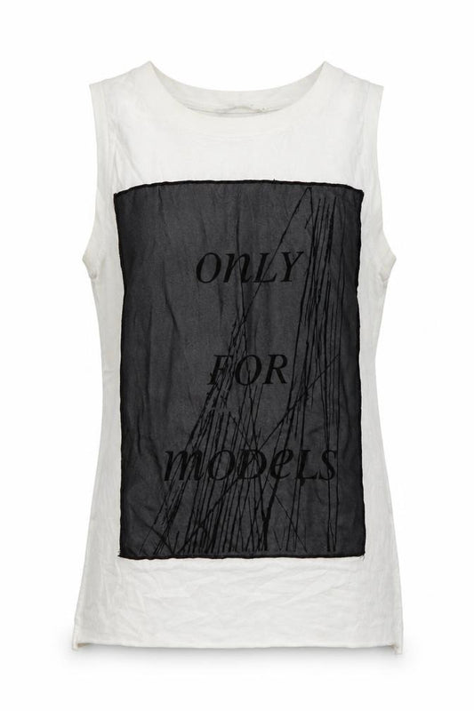 Front view of Zara women’s white polyester basic tank, size S, crew neck