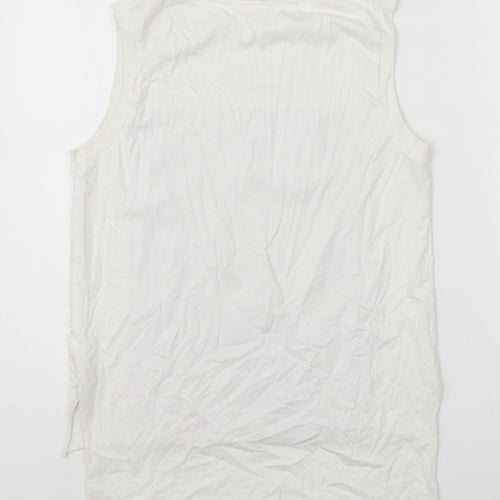 Zara Womens White Polyester Basic Tank Size S Crew Neck