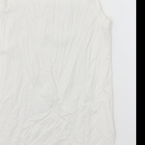 Zara Womens White Polyester Basic Tank Size S Crew Neck