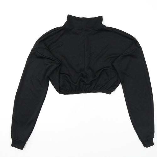 PRETTYLITTLETHING Womens Black Polyester Pullover Sweatshirt Size 10 Zip