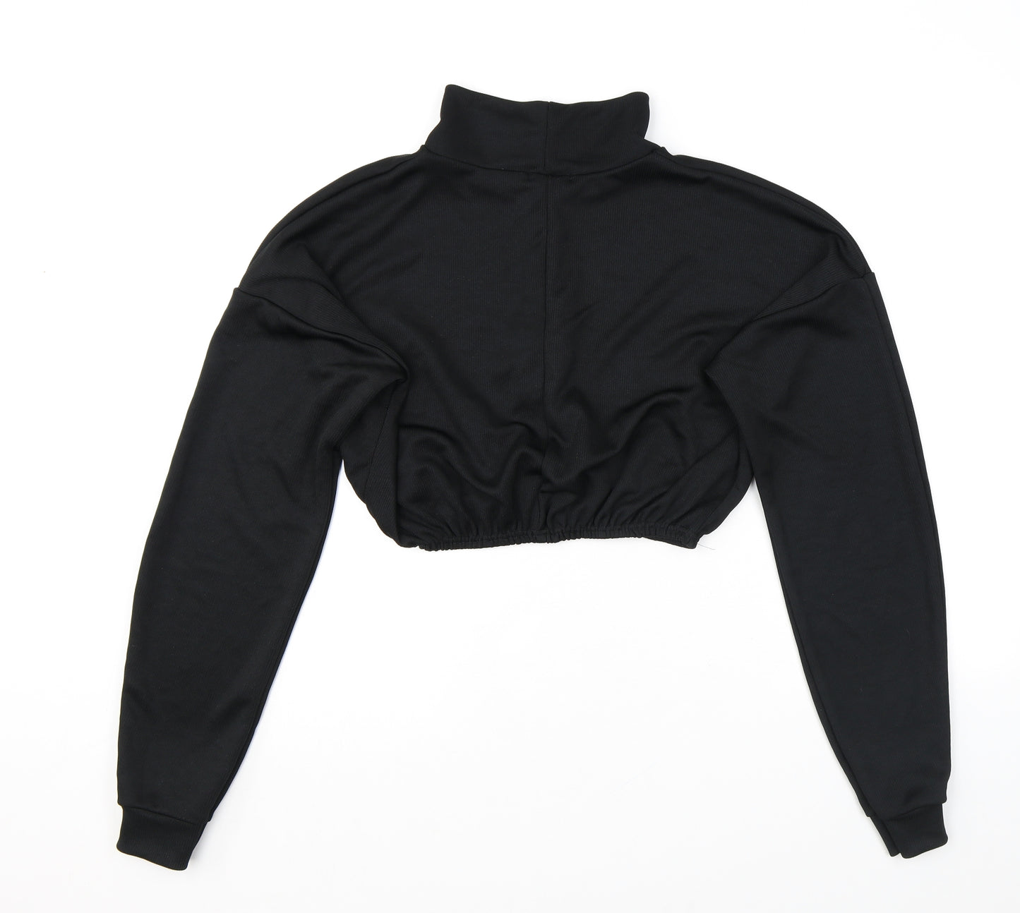 PRETTYLITTLETHING Womens Black Polyester Pullover Sweatshirt Size 10 Zip