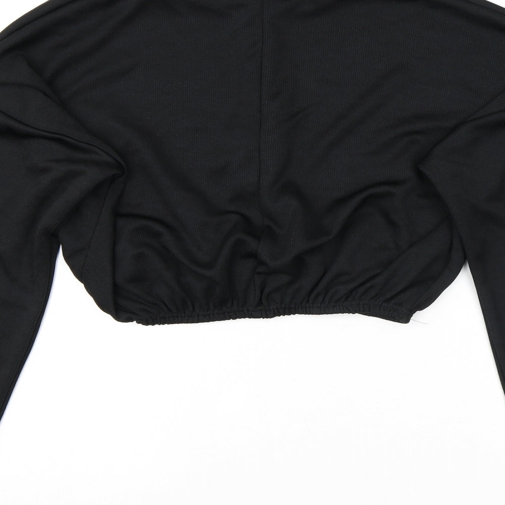 PRETTYLITTLETHING Womens Black Polyester Pullover Sweatshirt Size 10 Zip