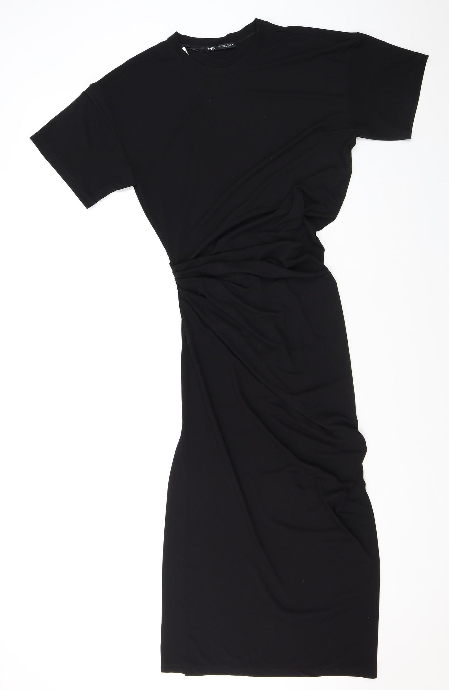 Zara Womens Black Polyester Bodycon Size S Round Neck Pullover