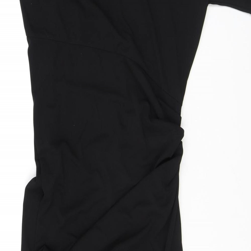 Zara Womens Black Polyester Bodycon Size S Round Neck Pullover