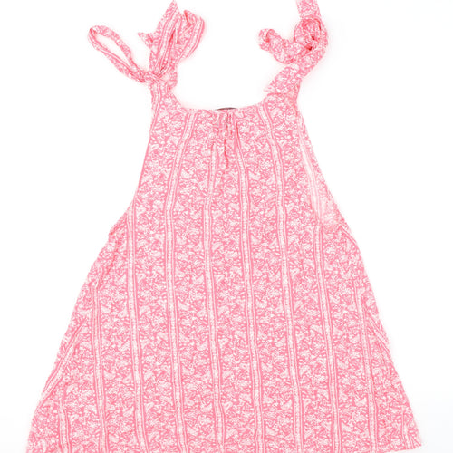 Marks and Spencer Womens Pink Geometric Viscose Basic Tank Size 6 Round Neck